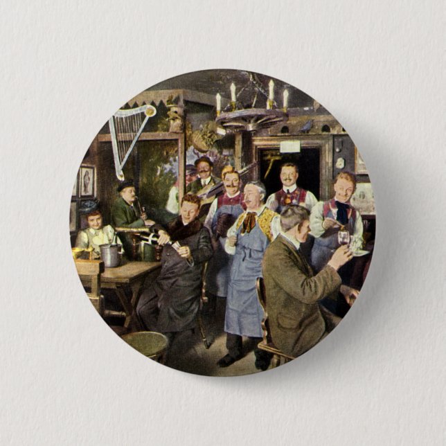 Old Fashioned Bar with People Celebrating, a Party Button (Front)
