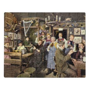 Old Fashioned Bar with People Celebrating, a Party Jigsaw Puzzle