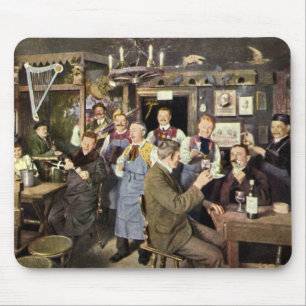 Old Fashioned Bar with People Celebrating, a Party Mouse Pad
