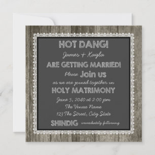 Old Fashioned Barn Wood Chalkboard Country Wedding Invitation