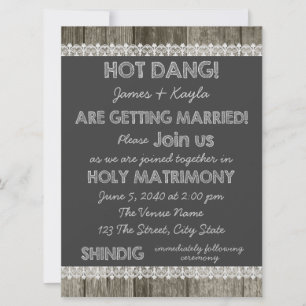 Old Fashioned Barn Wood Chalkboard Country Wedding Invitation