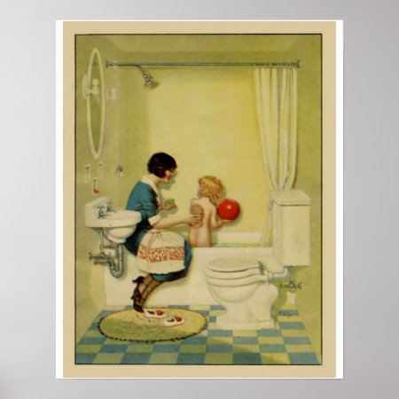 Old Fashioned Bathroom Scene Poster
