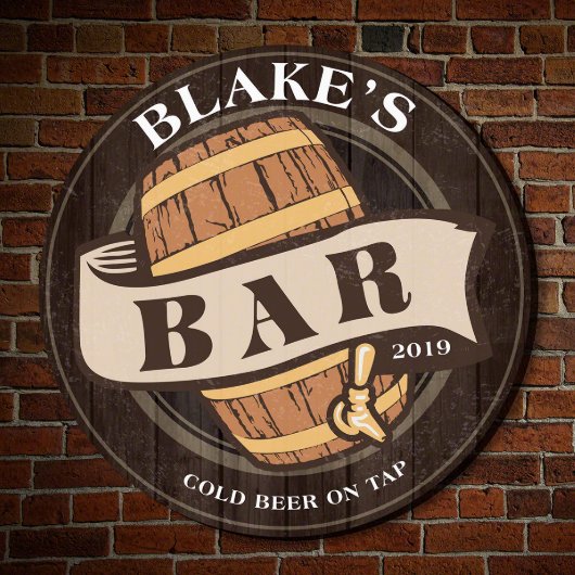 Old Fashioned Beer Barrel Wooden Wall Sign (Front)