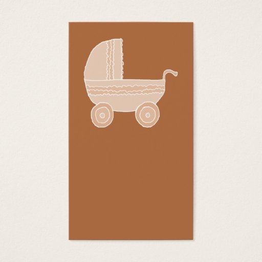Customizable Old Fashioned Beige Baby Stroller on Brown. Business Card Templates