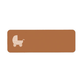 Old Fashioned Beige Baby Stroller on Brown. Label
