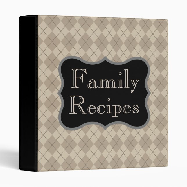 Old Fashioned Beige Family Recipe Binder (Front/Spine)