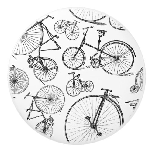 Old Fashioned Bicycles CUSTOM BACKGROUND COLOR Ceramic Knob