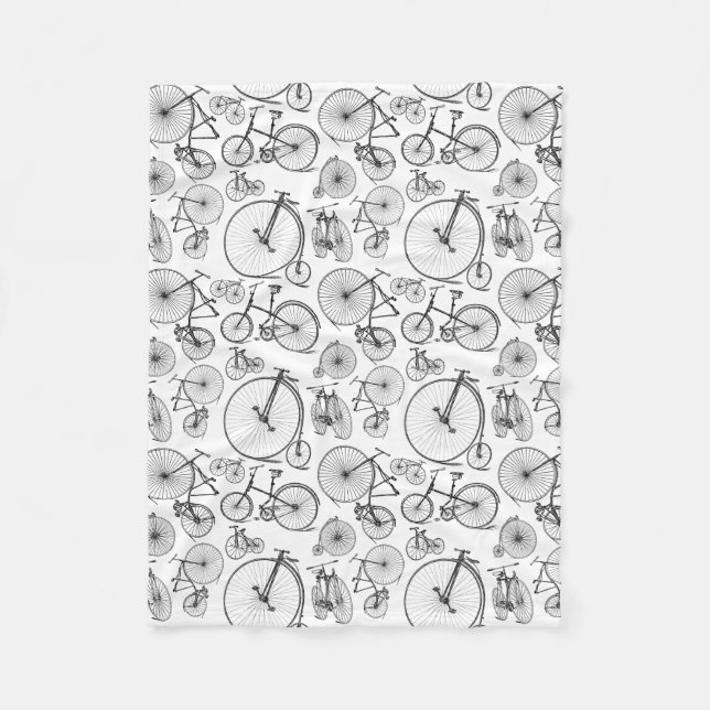 Old Fashioned Bicycles CUSTOM BACKGROUND COLOR Fleece Blanket (Front)