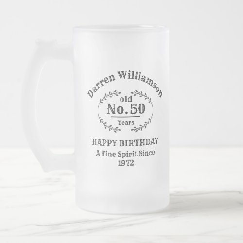 Old Fashioned Birthday Frosted Glass Beer Mug