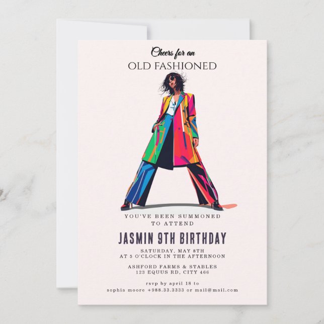 Old Fashioned" Birthday Invitation (Front)