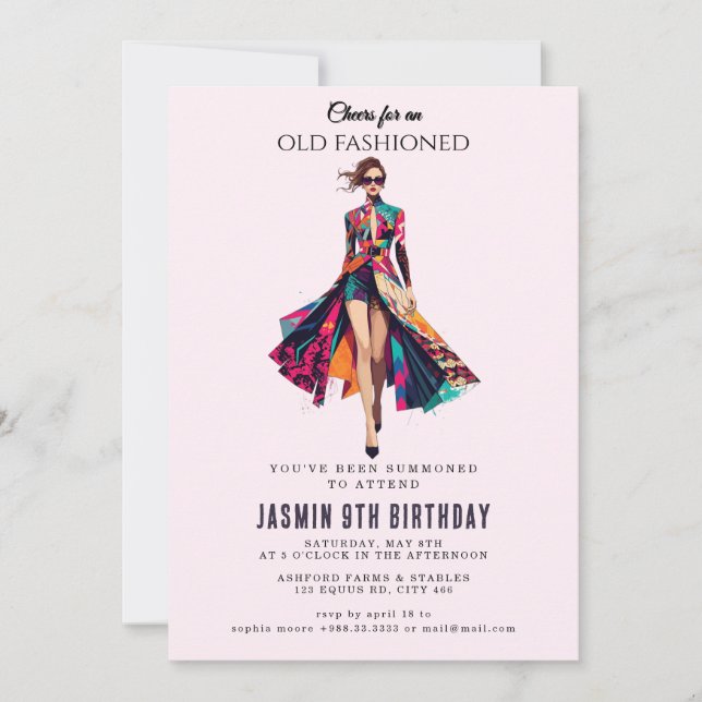 Old Fashioned" Birthday Invitation (Front)