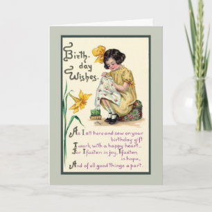 Old-Fashioned Birthday Wishes vinrage card