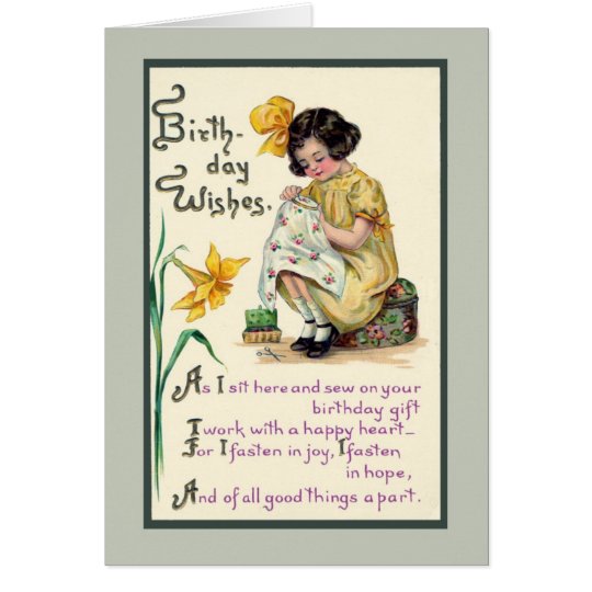 Old-Fashioned Birthday Wishes vinrage card | Zazzle.com