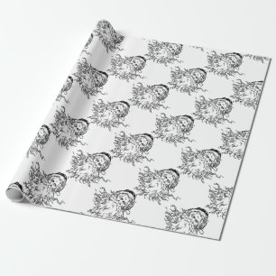 Old-Fashioned Black and White Santa Wrapping Paper