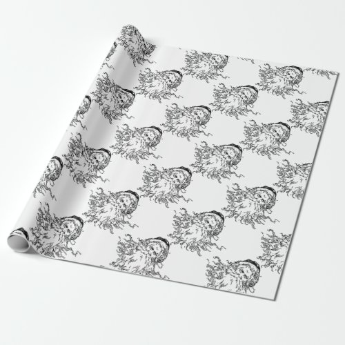 Old_Fashioned Black and White Santa Wrapping Paper