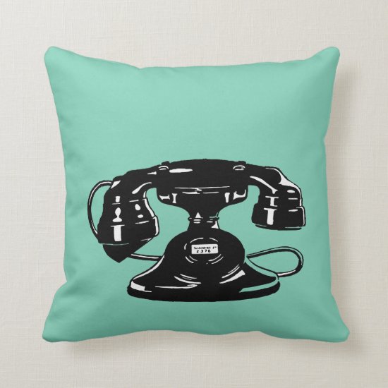 Old Fashioned Black Dial Phone Throw Pillow