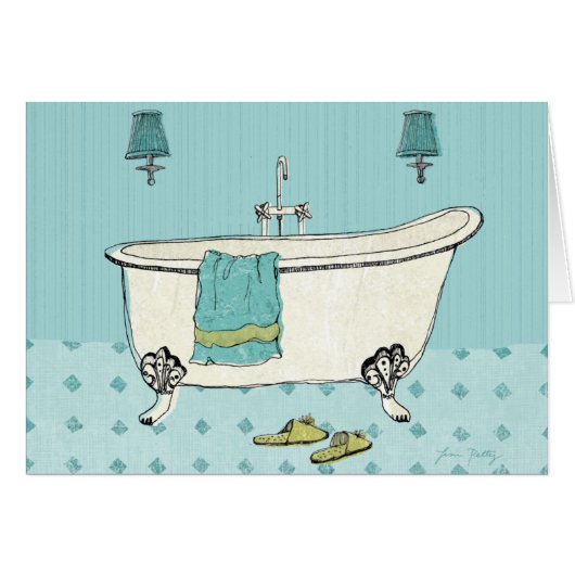 Old Fashioned Blue Bathroom Cards (Front Horizontal)