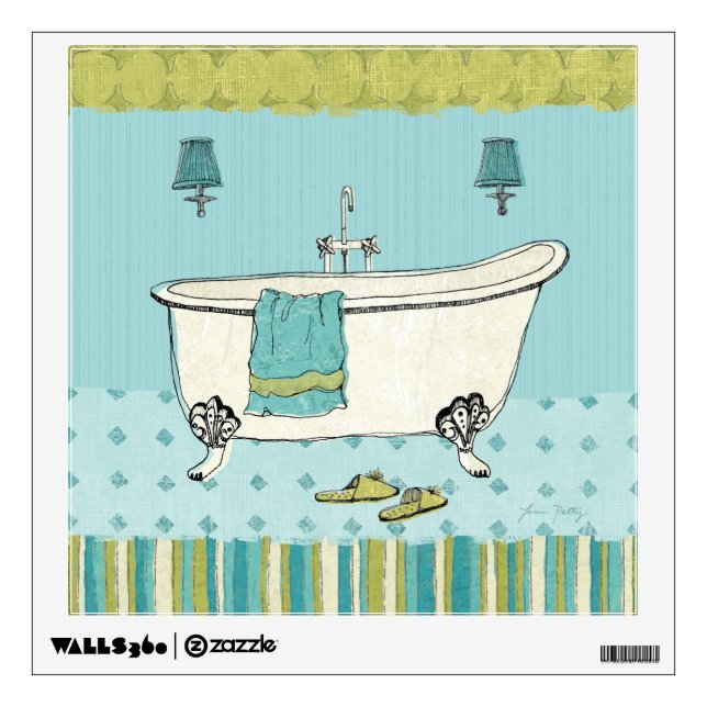 Old Fashioned Blue Bathroom Wall Sticker (Front)