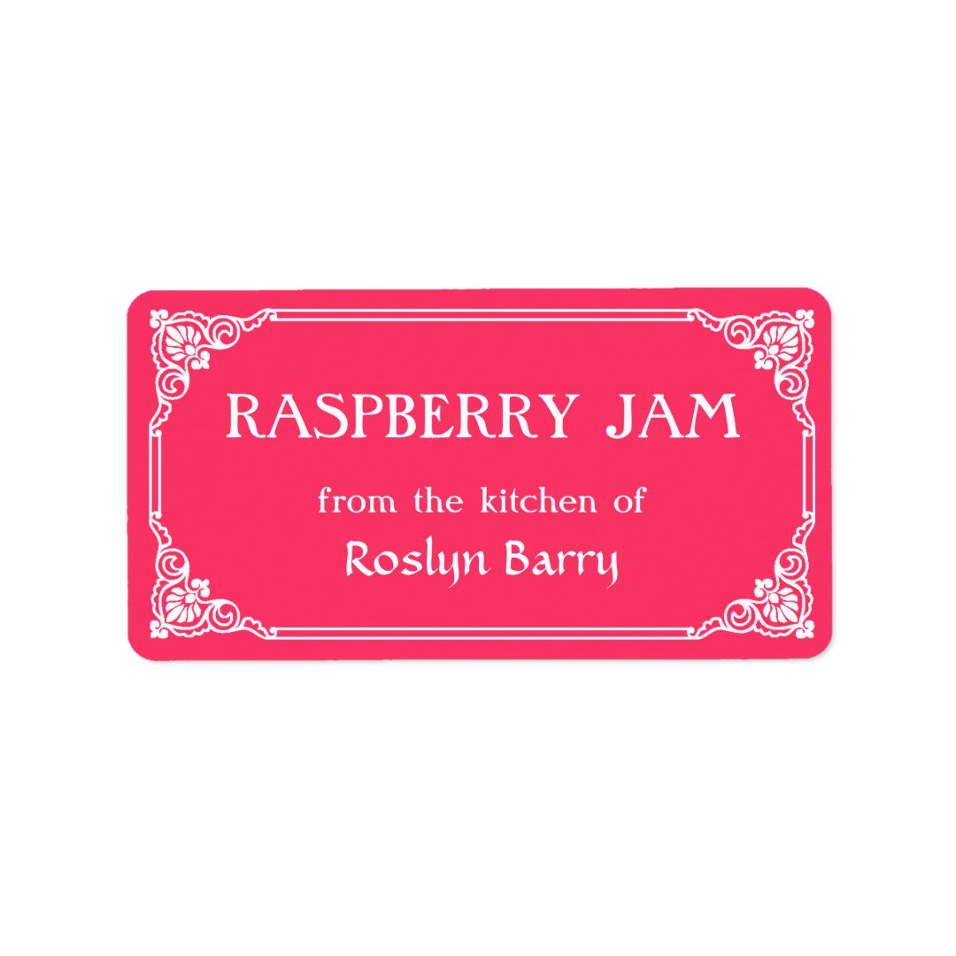 Old Fashioned Border Raspberry Jam Jar Label | Zazzle