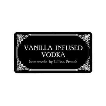 Old Fashioned Border Vanilla Vodka Gift Label by circlealine at Zazzle