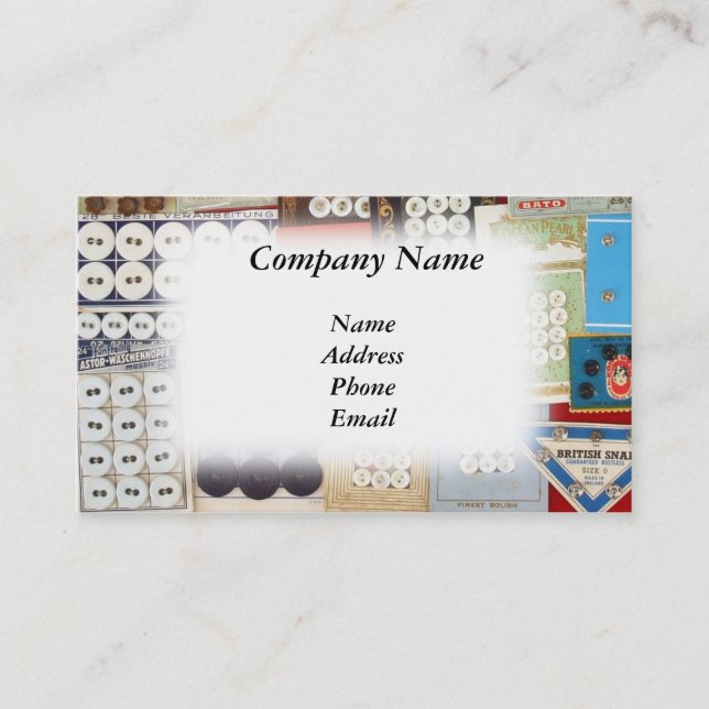 Old Fashioned Button Collection Business Card (Front)