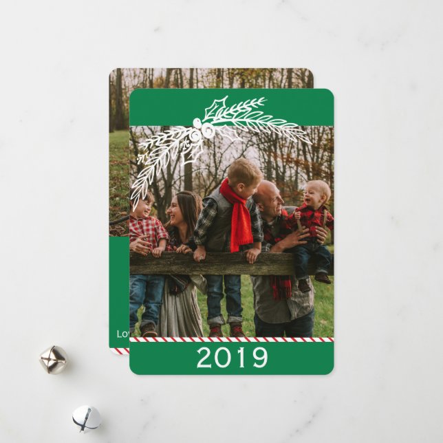 Old Fashioned Candy Cane 2 Photo Holiday Card (Front/Back In Situ)