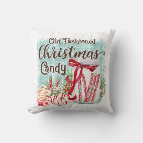 Old Fashioned Candy Christmas Home Decor Throw Pillow