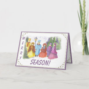 OLD FASHIONED CAROLERS MERRY SEASONS GREETING HOLIDAY CARD