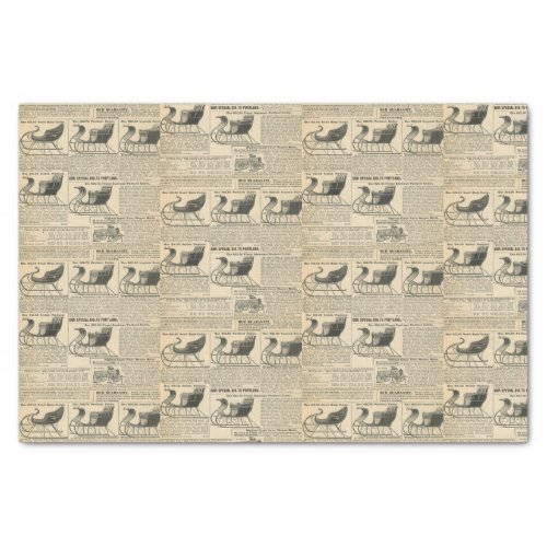 Old Fashioned Catalog Christmas Sleds Tissue Paper