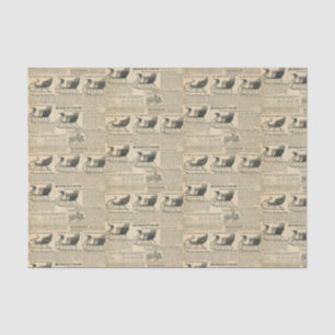 Old Fashioned Catalog Christmas Sleds Tissue Paper