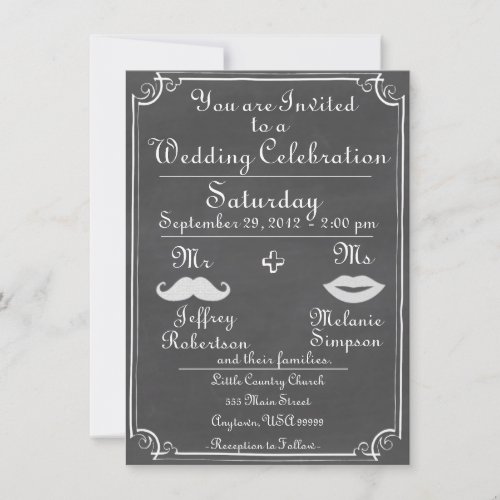 Old Fashioned Chalkboard Wedding Invitation