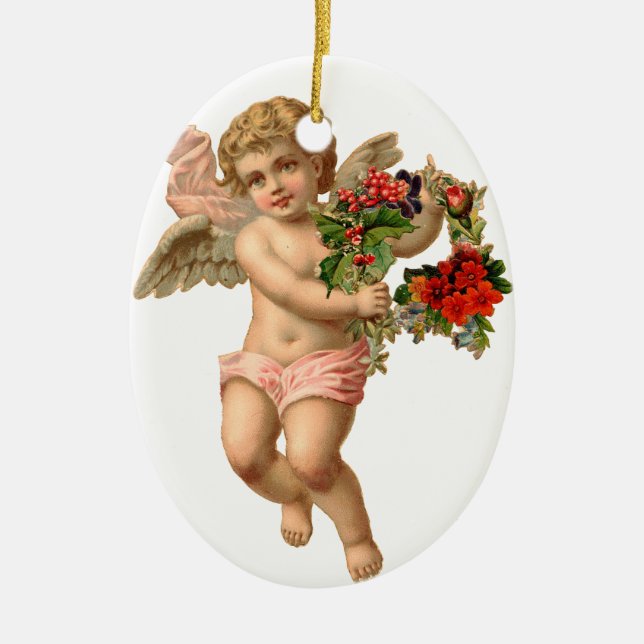 Old-fashioned Christmas, Angel Ceramic Ornament (Front)