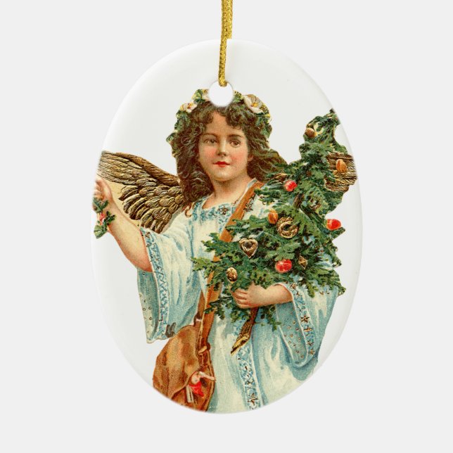 Old-fashioned Christmas, Angel Ceramic Ornament (Front)