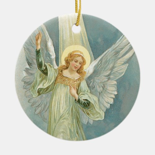 Old Fashioned Christmas Angel Gloria Ceramic Ornament