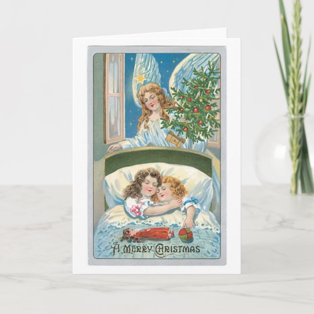 Old-fashioned Christmas, Angel Holiday Card (Front)