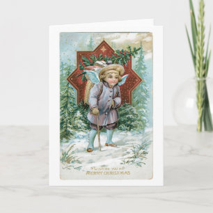 Old-fashioned Christmas, Angel Holiday Card