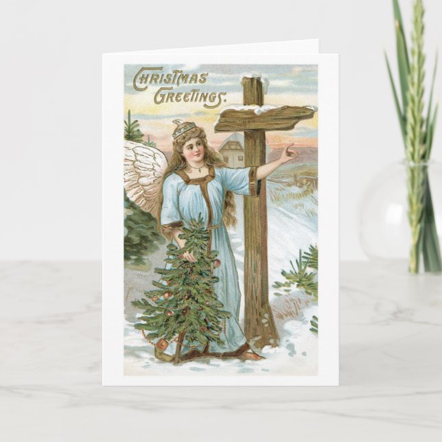 Old-fashioned Christmas, Angel Holiday Card (Front)