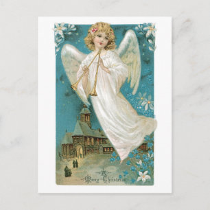 Old-fashioned Christmas, Angel Holiday Postcard