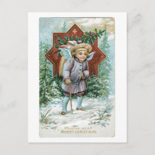 Old-fashioned Christmas, Angel Holiday Postcard