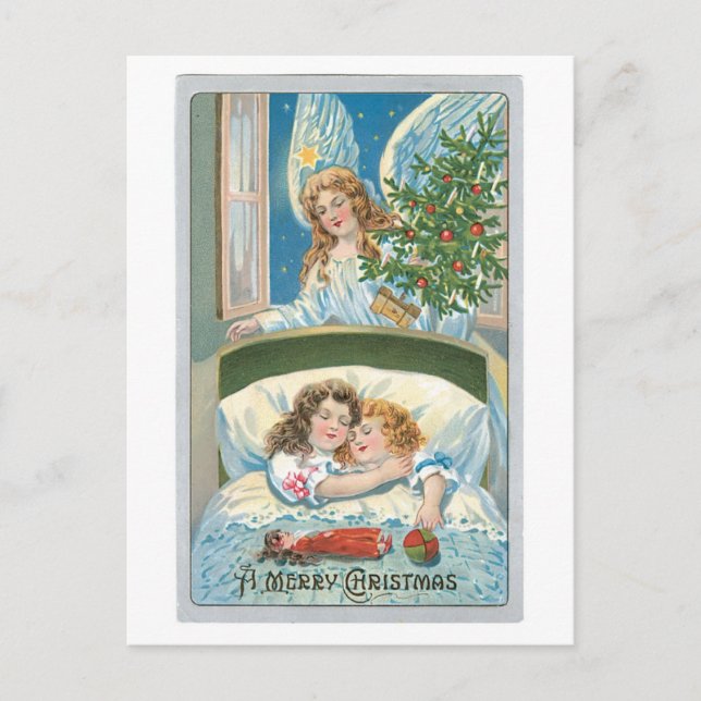 Old-fashioned Christmas, Angel Holiday Postcard (Front)
