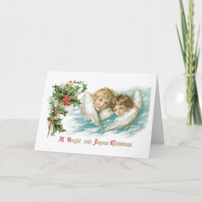 Old-fashioned Christmas, Angels Holiday Card (Front)