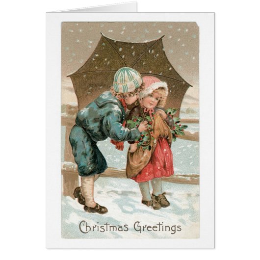 Old-fashioned Christmas, Boy & Girl Cards (Front)