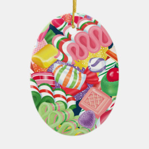 Old Fashioned Christmas Candy Ceramic Ornament
