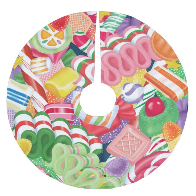 Old Fashioned Christmas Candy Tree Skirt (Front)