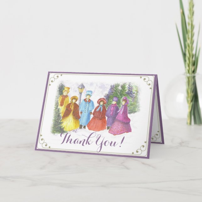 OLD FASHIONED CHRISTMAS CAROLERS THANK YOU (Front)