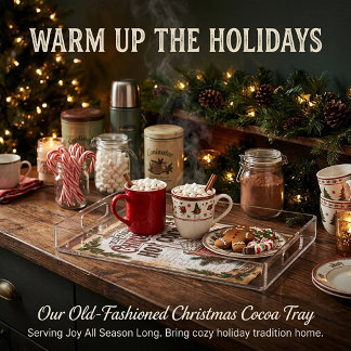 Old fashioned Christmas cocoa sign Acrylic Tray