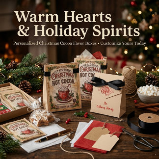 Old fashioned Christmas cocoa sign Favor Boxes