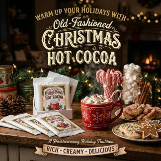 Old fashioned Christmas cocoa sign Hot Chocolate Drink Mix
