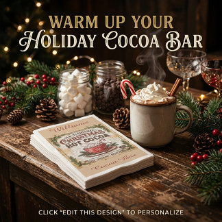 Old fashioned Christmas cocoa sign Paper Guest Towels