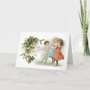 Old-fashioned Christmas, Dancing girls Holiday Card